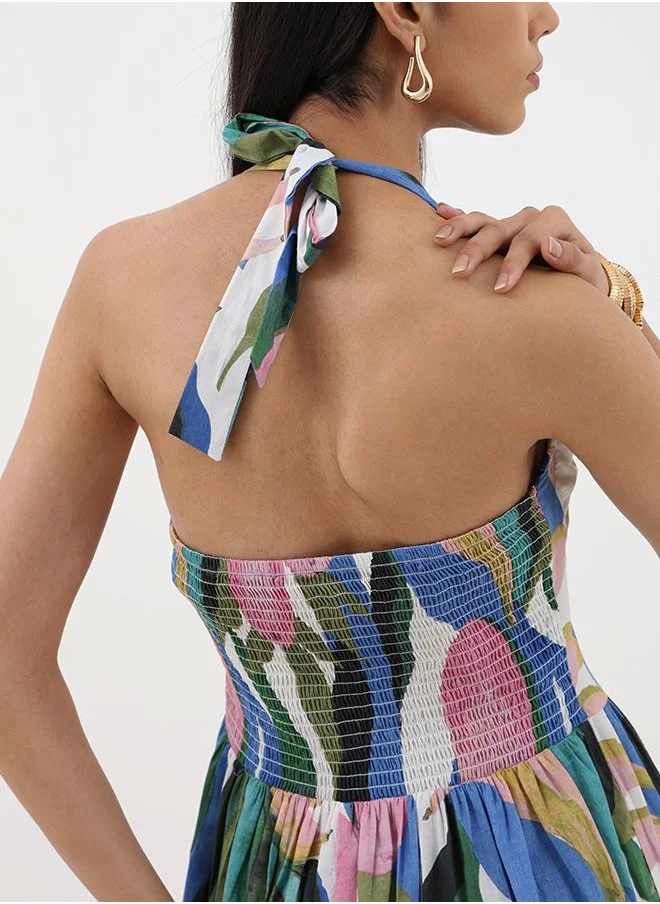 Studio Erst Printed Halter Midi Dress