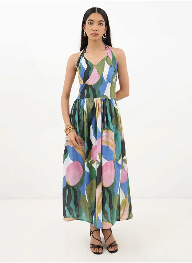 استوديو أول Serene Allure Halter Maxi Dress