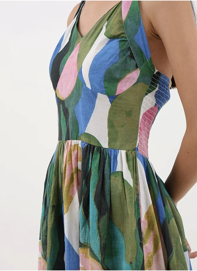 Studio Erst Printed Halter Midi Dress