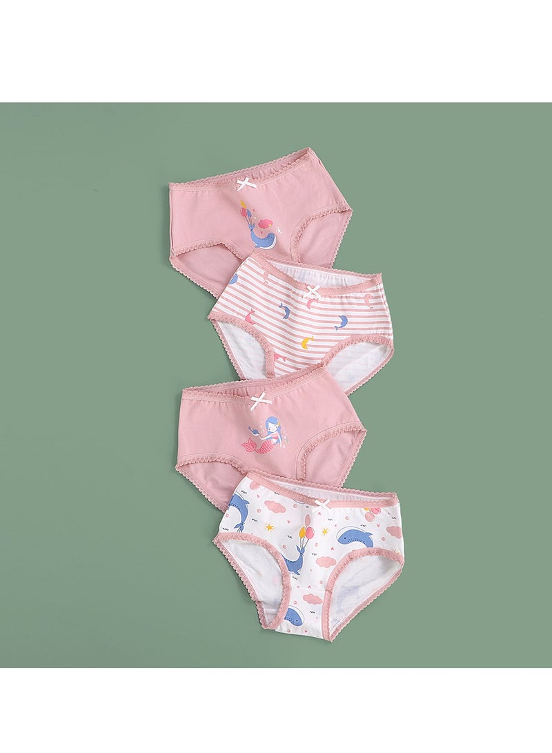 ريدمابليتيك 4 قطع من سراويل داخلية قطنية للبنات على شكل حرف A - Image 1