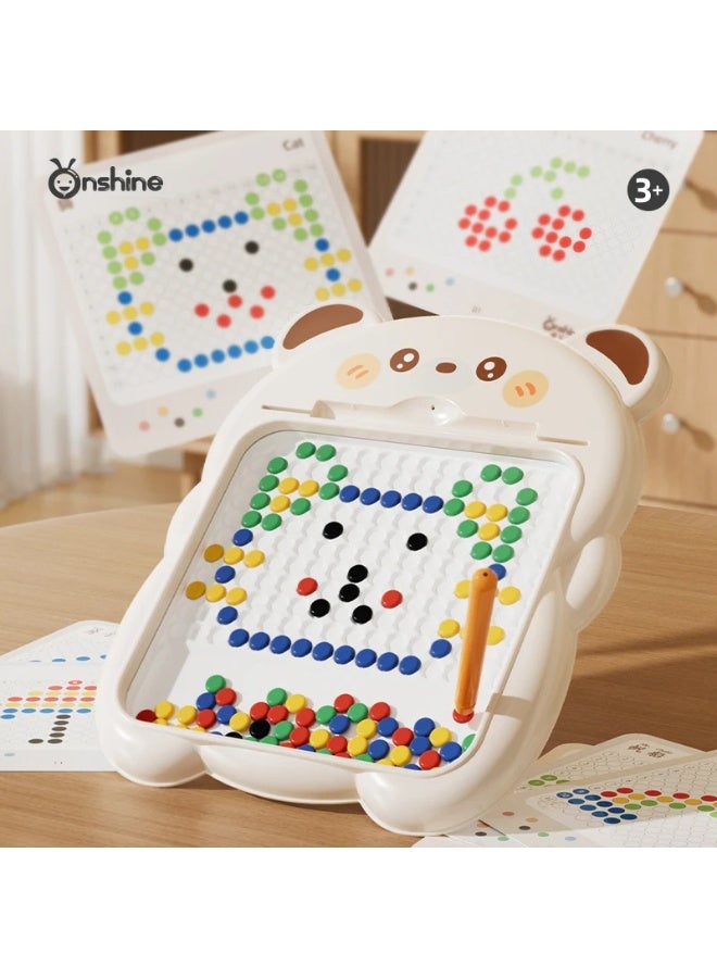 F.A.M.S Magnetic Pen Drawing Board for Kids – Bear Shaped Magnetic Beads Art Toy with 40 Pattern Cards & Magnetic Stylus | Educational STEM Learning Board for Toddlers, Boys & Girls Age 3+