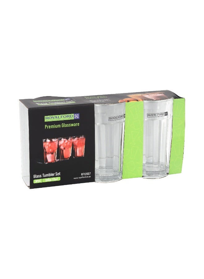 Royalford 330 ml Transparent Glass Tumbler Set- RF12807/ Multi-Purpose, Perfect for Hot and Cold Beverages like Tea, Coffee, Water, Juices/ Lead-Free, Crystal Clear Construction clear - Image 2