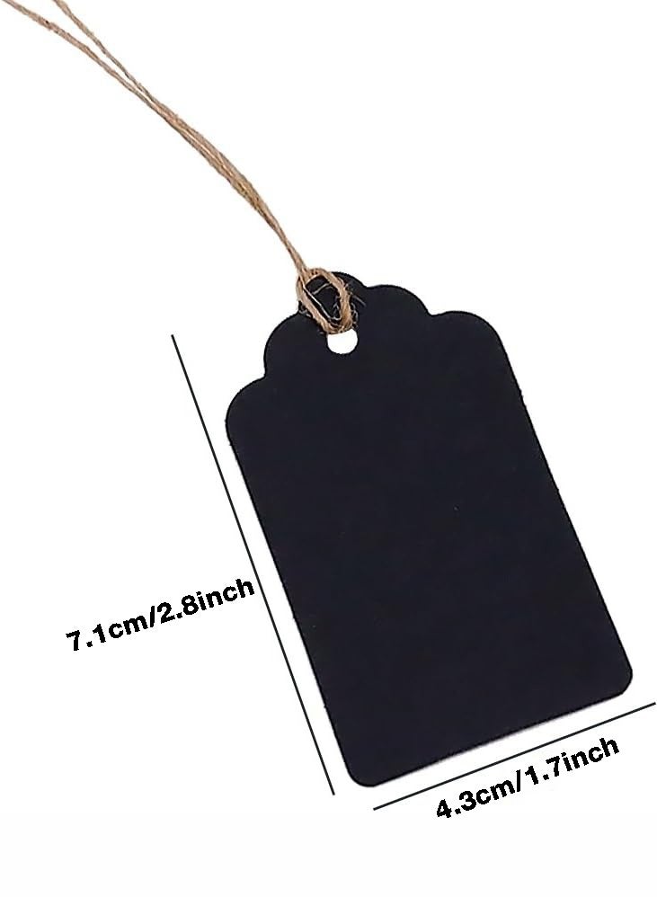 Generic 100Pcs Kraft Paper Gift Tags with 100 String, Blank Gift Bags Tags Price Tags,Black,4.3x7.1cm - Image 2