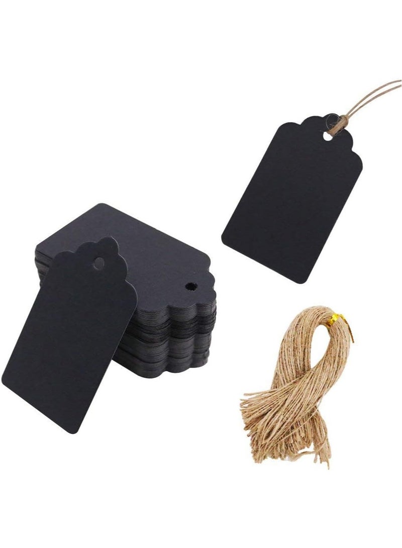 Generic 100Pcs Kraft Paper Gift Tags with 100 String, Blank Gift Bags Tags Price Tags,Black,4.3x7.1cm - Image 1