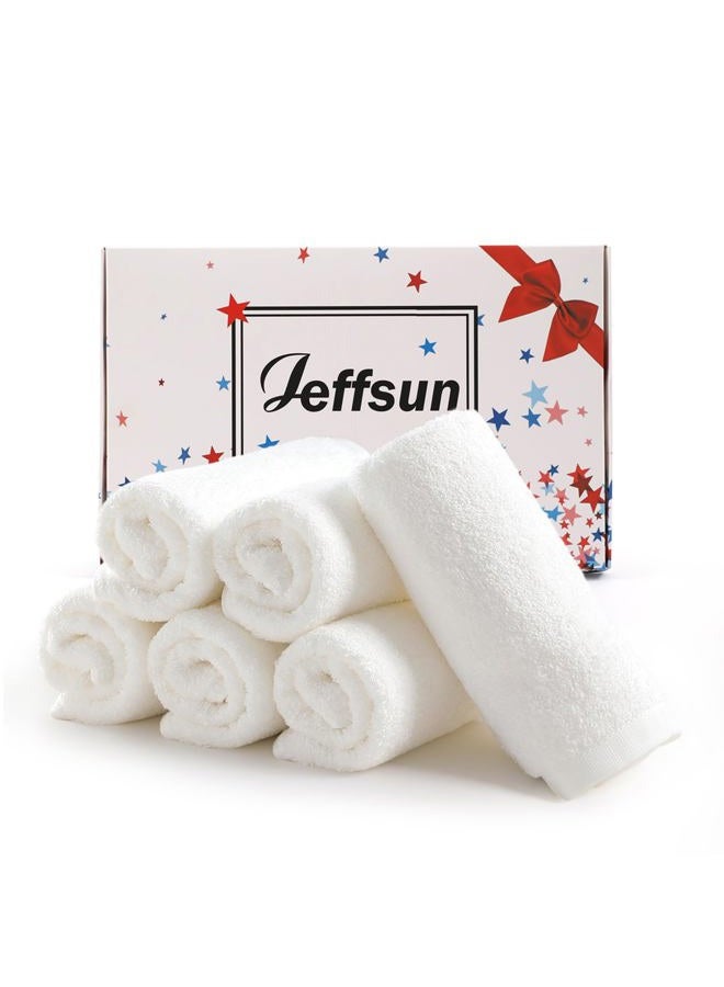 JEFFSUN Face Towels 6 Pack, 13x13 inch Extra Large White Wash Cloths on Sensitive Skin, Super Soft and Skin Friendly Bath Washcloths for Face and Body, Easy to Clean Quick Dry Facial Cleansing Cloths - Image 1