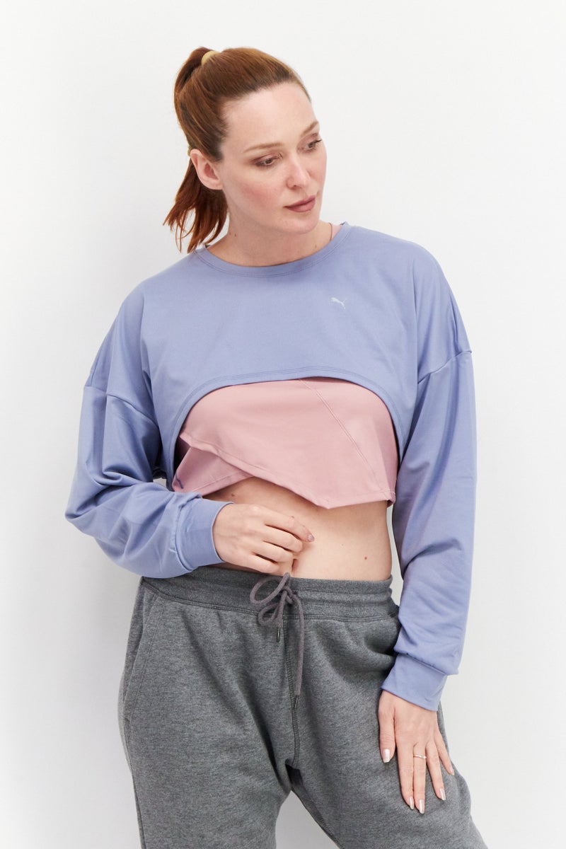 PUMA بلوزة تدريب بأكمام طويلة للنساء، لافندر - Image 1
