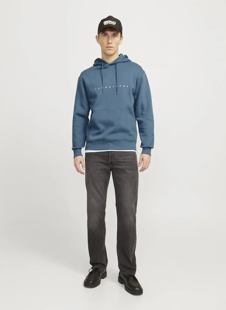 جاك اند جونز Logo Print Pull Over Hoodie