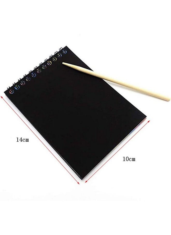 deziine deziine� A6 Drawing Book 10 Pages Rainbow Scratch Paper Notes Scratch Art Activity Books 5.5 inch x 4 inch Scratch Magic Doodle Note Pad for Kids Arts and Crafts Perfect Travel Activity (Pack of 10)  - Image 2