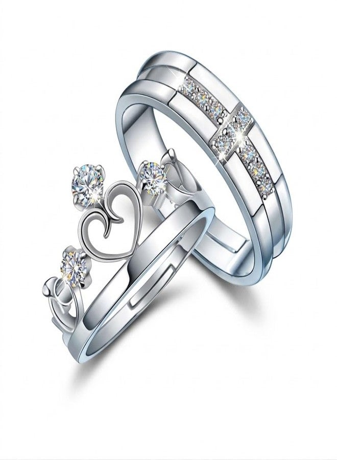 ARTBOX Adjustable Couple Love Rings Set for Adults | 2 Piece Metallic Ring Set | Open Size Anguthi for Engagement, Anniversary - Image 1