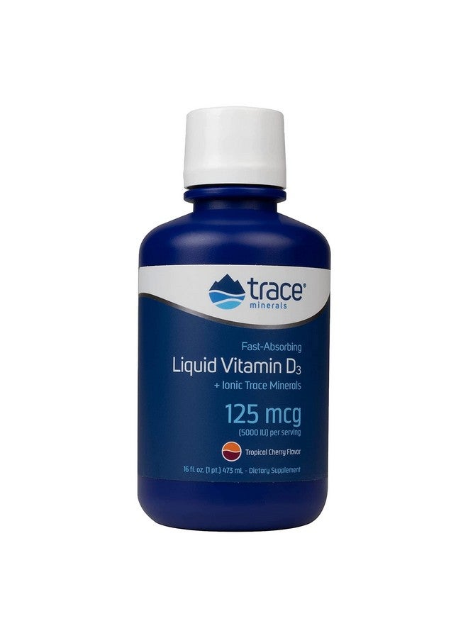 Trace Minerals | Liquid Vitamin D3 | 126 mcg (5000 IU) D3 with Full Spectrum of Ionic Trace Minerals | Fast Absorbing, High Potency | Natural Tropical Cherry Flavor | 32 Servings, 16 fl oz - Image 1