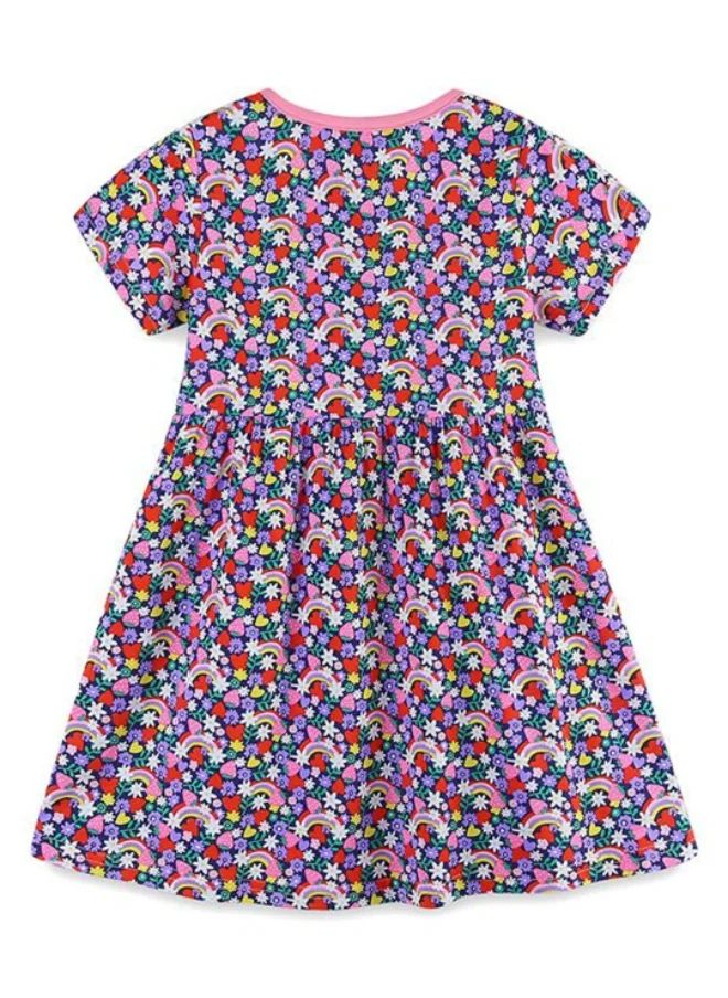 YUNIQEE Multicolour A-Line Crew Neck Printed Dress