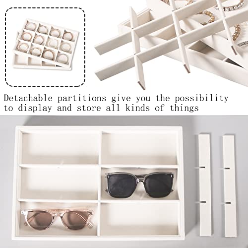 Coward 2PC Stackable 12 Grids Jewelry Organizer Tray Bracelet Display Stand for Selling Velvet Necklace Holder Earring Box Storage (12grid+12grid) - Image 5