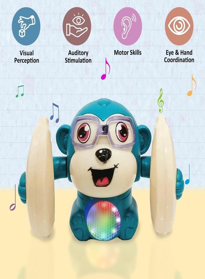 Drumstone (𝗦𝗽𝗲𝗰𝗶𝗮𝗹 𝟭𝟬 𝗬𝗲𝗮𝗿𝘀 𝗪𝗮𝗿𝗿𝗮𝗻𝘁𝘆 Monkey Toy with Voice & Touch Sensor, 360° Spin, Lights & Sounds, Interactive Play for Kids, Tumbling Monkey with Banana, Perfect Fun Gift - Image 5