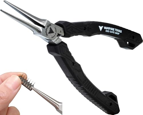 VAMPLIERS 5.5" Mini Precision Needle Nose Pliers. Made in Japan. Non-Serrated Jaws, Precision Tip & ESD Safe Handles. - Image 1