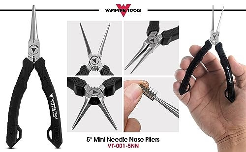 VAMPLIERS 5.5" Mini Precision Needle Nose Pliers. Made in Japan. Non-Serrated Jaws, Precision Tip & ESD Safe Handles. - Image 2