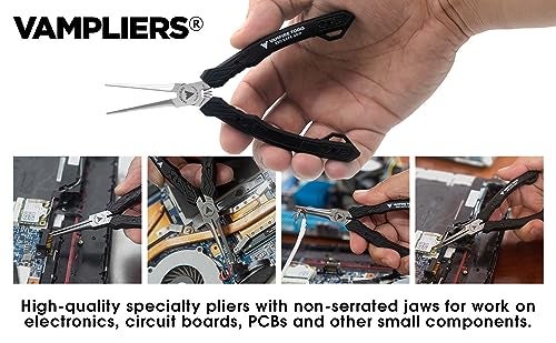VAMPLIERS 5.5" Mini Precision Needle Nose Pliers. Made in Japan. Non-Serrated Jaws, Precision Tip & ESD Safe Handles. - Image 3