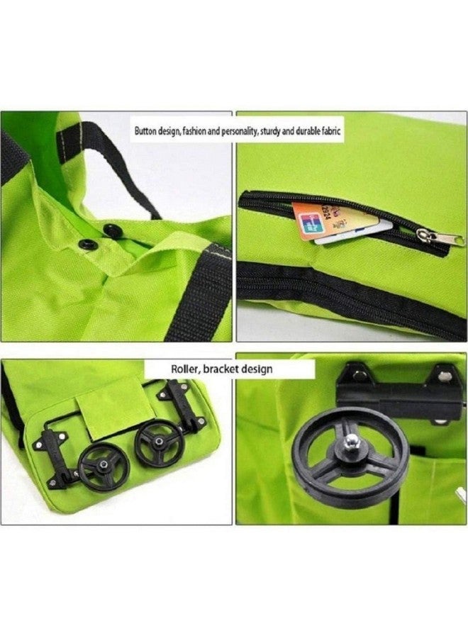 Dec Kitchenpro Collapsible Trolley Bags Folding Shopping Bag with Wheels Reusable Bags Fashion Rolling Shopper Medium Size Lightweight Capability with Heavy Wheels (Multicolor) - Image 4