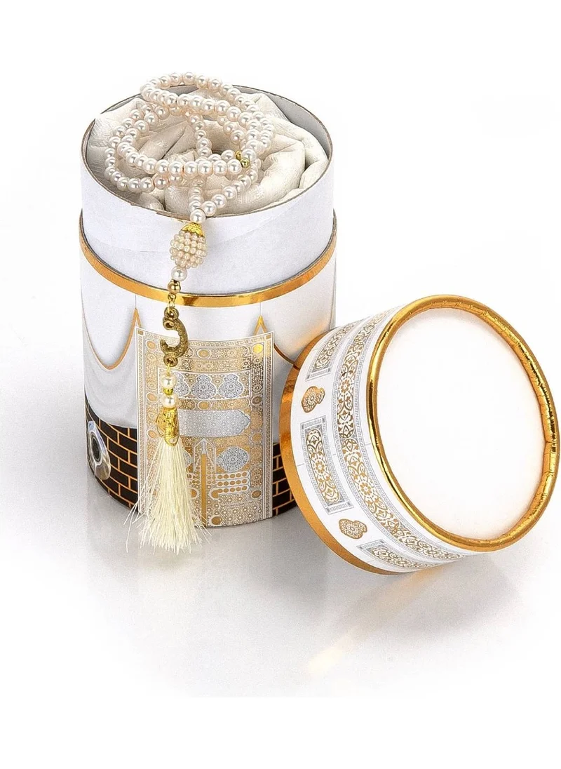 İhvan Online New Kabeli Special Cylinder Boxed Prayer Mat Set White