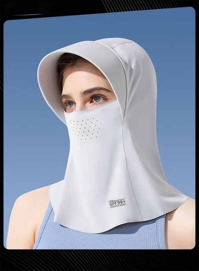 Summer Ice Silk Sunscreen Mask Women Outdoor Sunshade Light and Breathable Head and Neck Integrated Protection Mask with Hat - Image 1