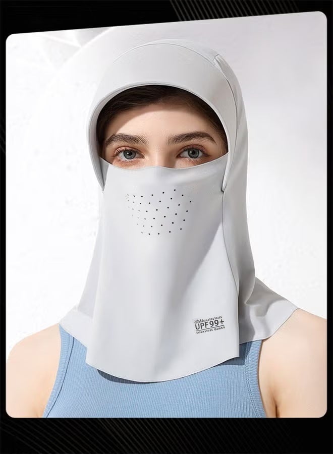 Summer Ice Silk Sunscreen Mask Women Outdoor Sunshade Light and Breathable Head and Neck Integrated Protection Mask with Hat - Image 2
