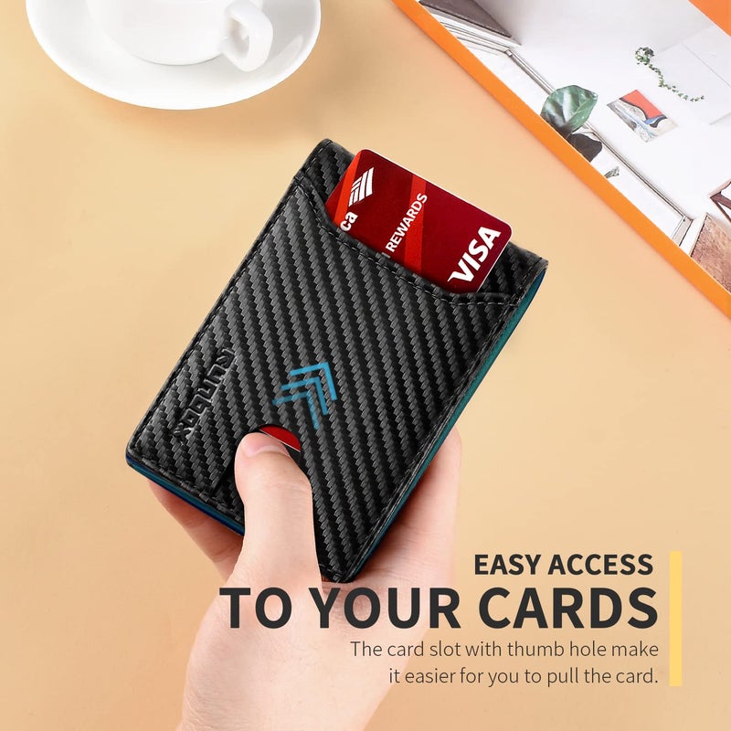 RUNBOX محفظة RUNBOX للرجال نحيفة مع 11 فتحة لحمل بطاقات الائتمان جلدية مانعة لتقنية RFID محفظة صغيرة رقيقة للرجال قابلة للطي تصميم بسيط جيب أمامي سعة كبيرة صندوق هدايا - Image 4