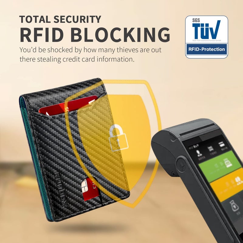 RUNBOX محفظة RUNBOX للرجال نحيفة مع 11 فتحة لحمل بطاقات الائتمان جلدية مانعة لتقنية RFID محفظة صغيرة رقيقة للرجال قابلة للطي تصميم بسيط جيب أمامي سعة كبيرة صندوق هدايا - Image 5