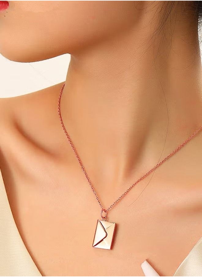 NIBEMINENT Couple Fashionable Necklace Love Letter Locket Pendant Envelope Name Plate Stainless Steel Couple Jewelry Gift for Girlfriend Boyfriend Women Men  - Image 1