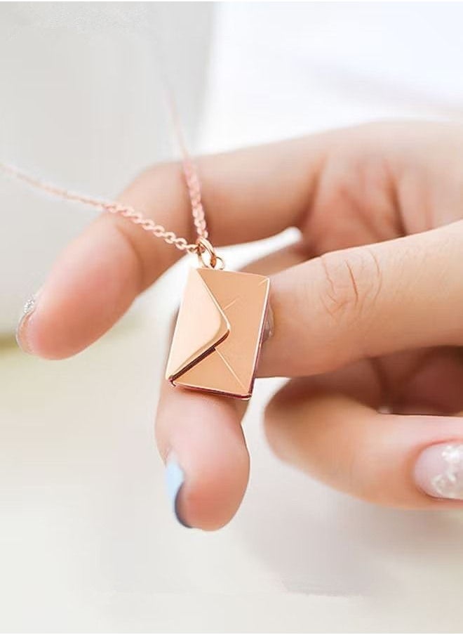 NIBEMINENT Couple Fashionable Necklace Love Letter Locket Pendant Envelope Name Plate Stainless Steel Couple Jewelry Gift for Girlfriend Boyfriend Women Men  - Image 2