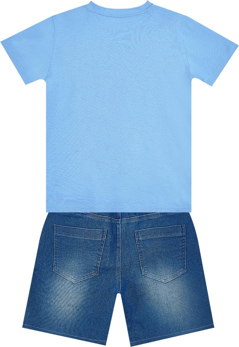 Mshb&G Let's Play Boy T-Shirt Denim Shorts Set  - Image 4