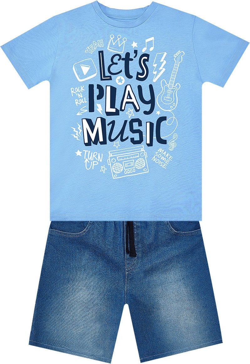 Mshb&G Let's Play Boy T-Shirt Denim Shorts Set  - Image 3