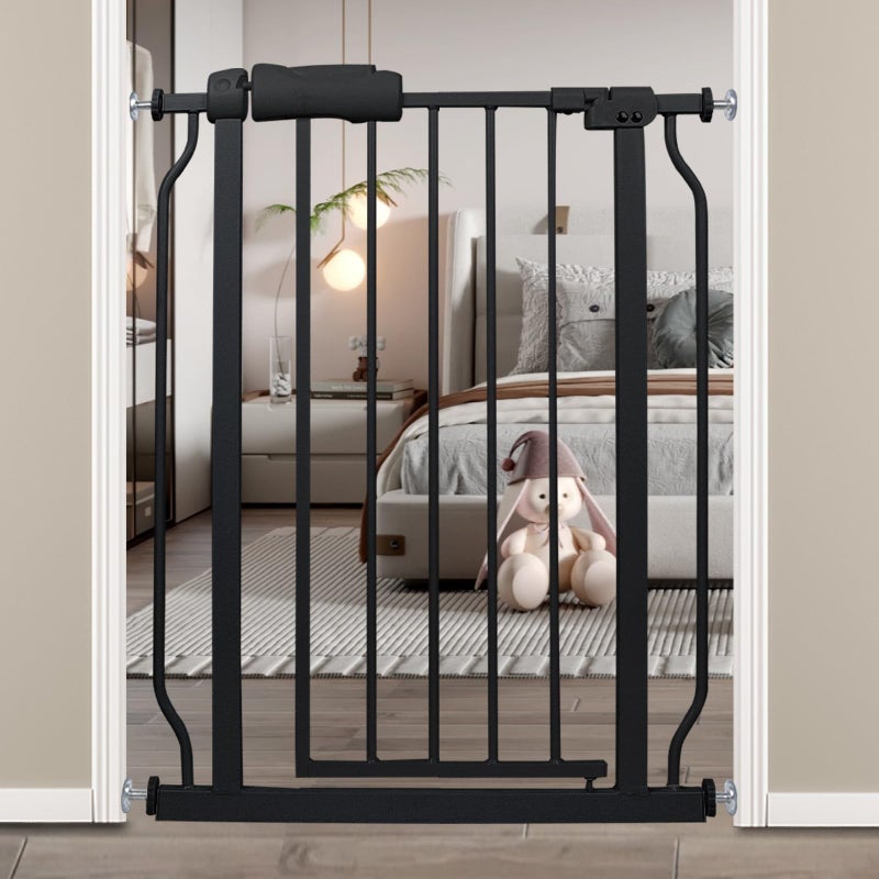 HOOOEN HOOOEN Narrow Baby Gates for Stairs Doorways Auto Close Tension Black Metal Child Pet Safety Gates with Pressure Mount 2429 Inch Wide 