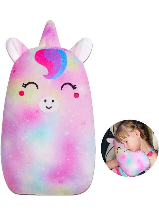 FIODAY Car Seat Belt Covers for Kids Unicorn Seat Belt Pillow Soft Seat Belt Cushion Adjust Seat Strap Pillow Head Neck Support for Children Baby Boys Girls Travel - Image 1