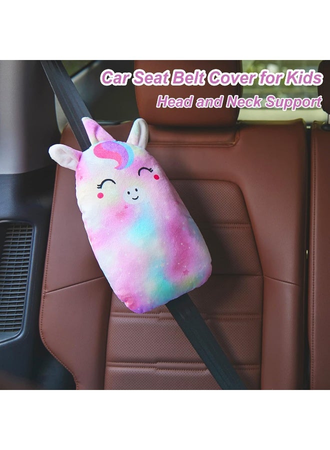 FIODAY Car Seat Belt Covers for Kids Unicorn Seat Belt Pillow Soft Seat Belt Cushion Adjust Seat Strap Pillow Head Neck Support for Children Baby Boys Girls Travel - Image 4