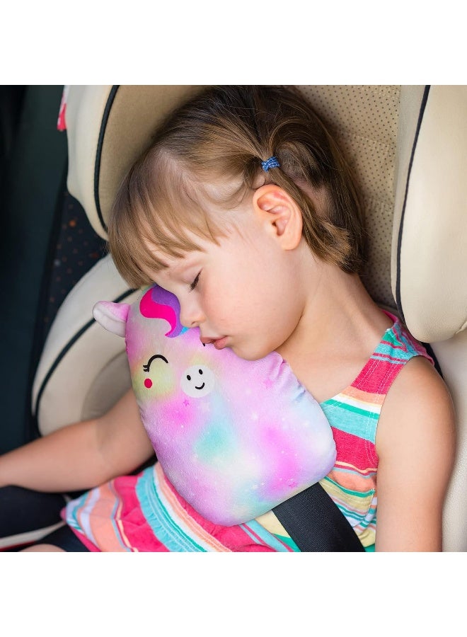 FIODAY Car Seat Belt Covers for Kids Unicorn Seat Belt Pillow Soft Seat Belt Cushion Adjust Seat Strap Pillow Head Neck Support for Children Baby Boys Girls Travel - Image 2