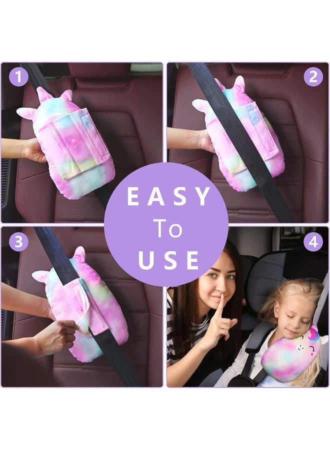 FIODAY Car Seat Belt Covers for Kids Unicorn Seat Belt Pillow Soft Seat Belt Cushion Adjust Seat Strap Pillow Head Neck Support for Children Baby Boys Girls Travel - Image 5
