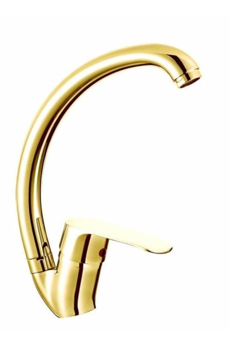 Wash Basin Mixer Faucet,Bathroom Basin Faucet,Water Mixer Kitchen Hot and Cold Water, Single Tap for Sink, Bathroom Sink Faucets with Included Hoses (Gold)