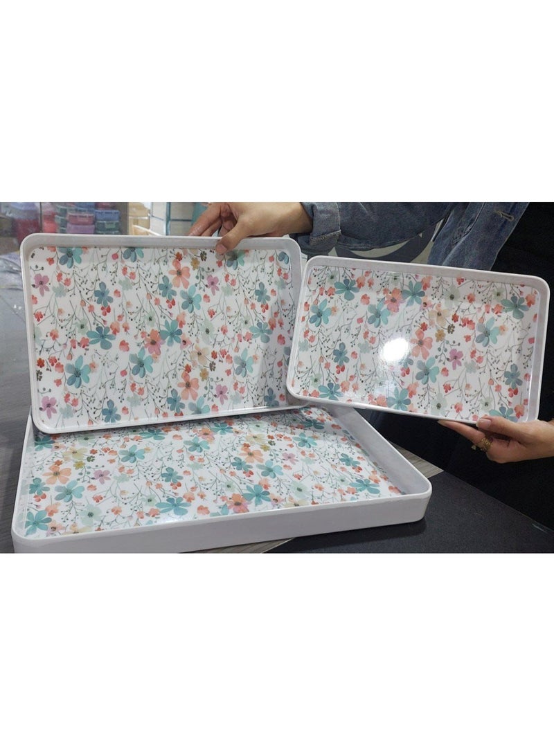 طقم صواني ميلامين 3 قطع مقاسات مختلفه - Image 2