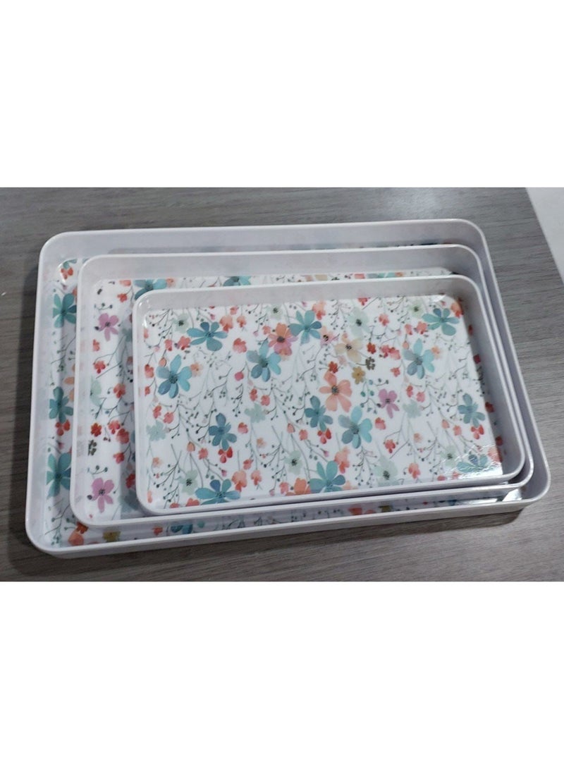 طقم صواني ميلامين 3 قطع مقاسات مختلفه - Image 1