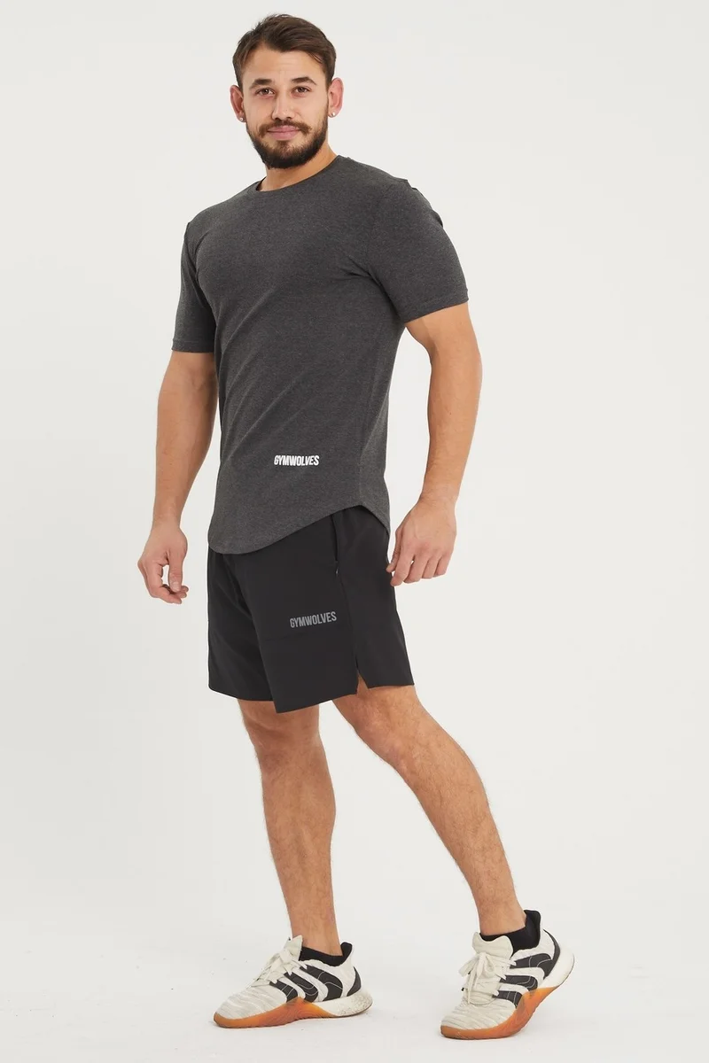Gymwolves Sports Men's T-Shirt | Black Melange | T-Shirts | Workout Tanktop | Never Give Up |