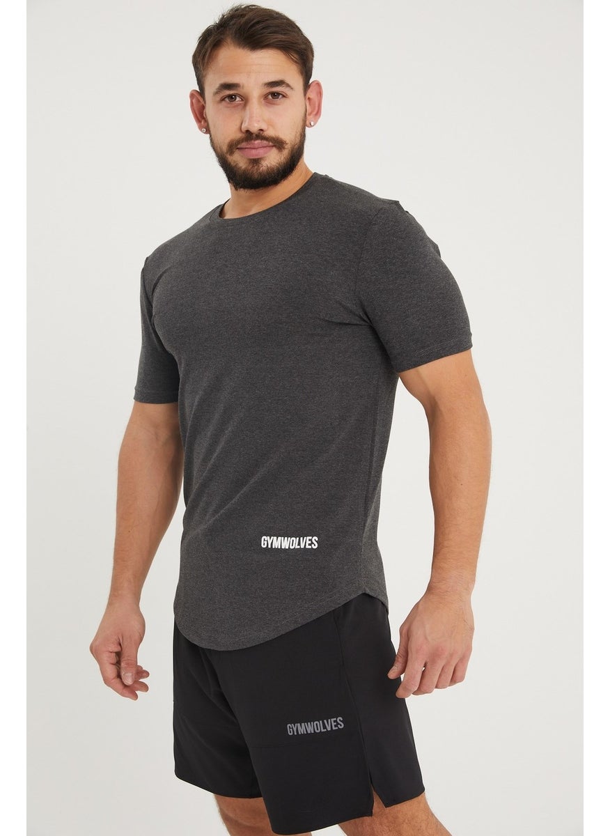 Gymwolves Sports Men's T-Shirt | Black Melange | T-Shirts | Workout Tanktop | Never Give Up |  - Image 1
