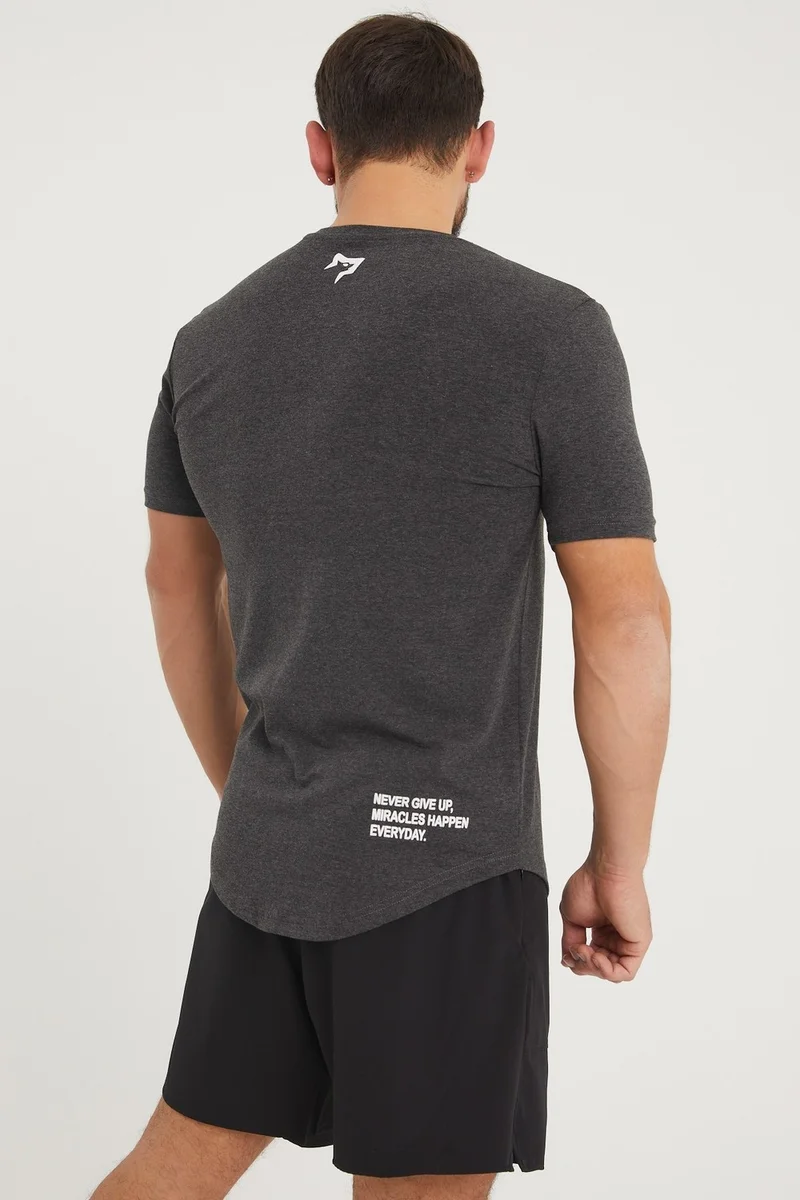 Gymwolves Sports Men's T-Shirt | Black Melange | T-Shirts | Workout Tanktop | Never Give Up |