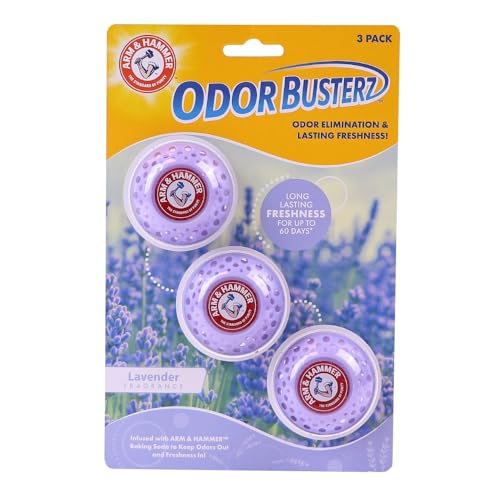 Arm & Hammer Odor Busterz Lavender Deodorizing Balls - Air Freshener and Odor Eliminator - Long-Lasting Freshness for Home, Bathroom, Closet, Gym Bags, Sports Gear and More - 3-Count, Lavender Scent - Image 1