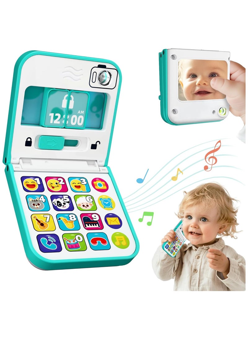 HUILE Foldable & Slide Baby Phone - Interactive Smartphone Toy With 40+ Songs, Music & Sounds and Activities, Pretend Play,Educational Features,Safe Mirror,And Durable Design For Toddlers 12M+ - Image 1