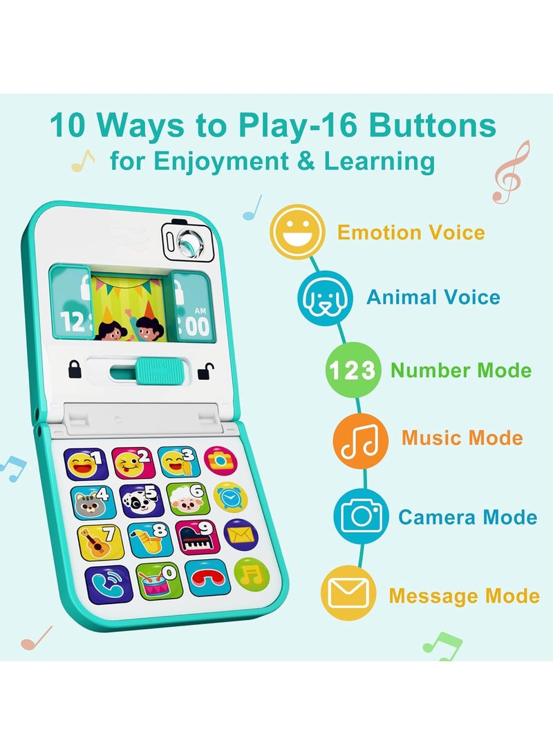 HUILE Foldable & Slide Baby Phone - Interactive Smartphone Toy With 40+ Songs, Music & Sounds and Activities, Pretend Play,Educational Features,Safe Mirror,And Durable Design For Toddlers 12M+ - Image 3