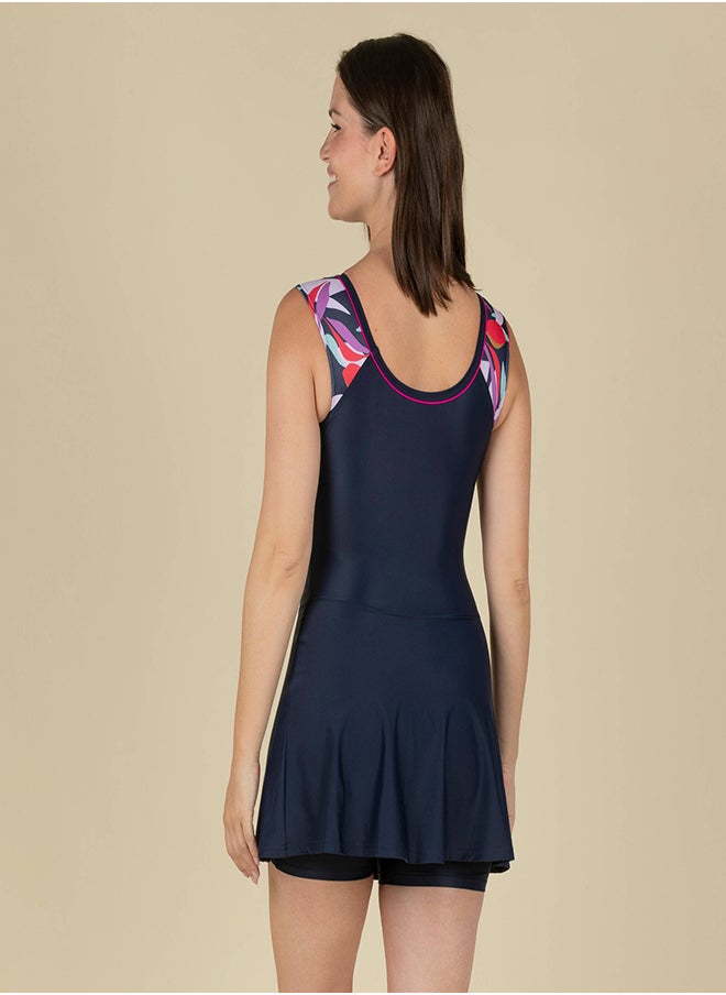 NABAIJI NABAIJI by DECATHLON, Women Swimming One-Piece Swimsuit Una Supportive & Quick-Dry Navy Blue  - Image 2