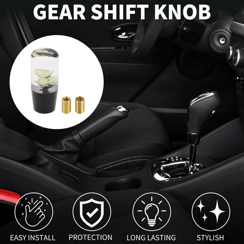 TUCKBOLD Car Shift Knob 10cm Front Shift Lever Knob Universal for Automatic and Manual Vehicle Acrylic White with 2 Adapter 1 Set - Image 4