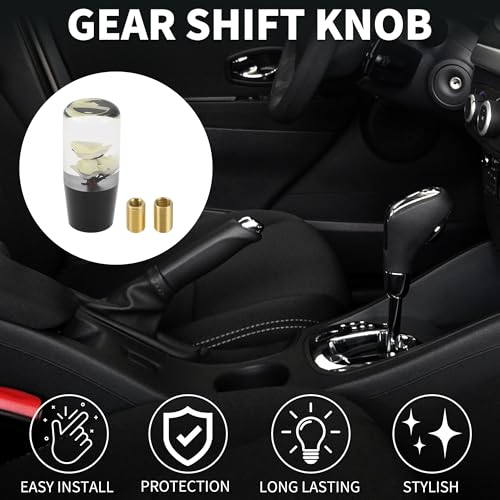TUCKBOLD Car Shift Knob 10cm Front Shift Lever Knob Universal for Automatic and Manual Vehicle Acrylic White with 2 Adapter 1 Set - Image 3