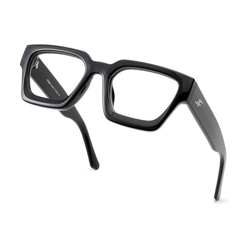 JFXQDR Blue Light Blocking Glasses for Women Men, Trendy Thick Glasses Anti Eyestrain & UV Glare RF6210 (Black Chunky Frame) - Image 1