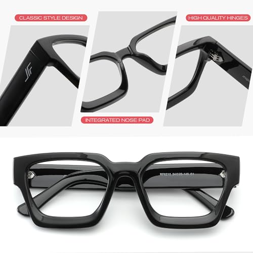 JFXQDR Blue Light Blocking Glasses for Women Men, Trendy Thick Glasses Anti Eyestrain & UV Glare RF6210 (Black Chunky Frame) - Image 4