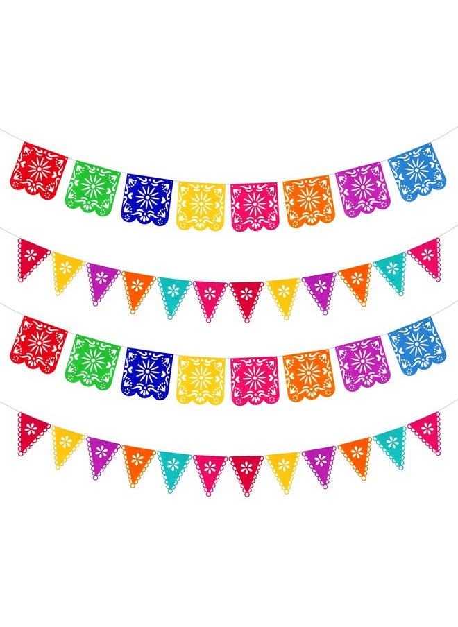 Qpout 4 Pieces Day Of The Dead Banners Colorful Mexican Papel Picado Banner Fiesta Party Decorations Cinco De Mayo Party Decorations Dia De Los Muertos Indoor Outdoor Decor  - Image 2